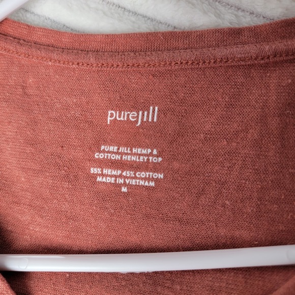 Pure Jill Hemp Cotton Tunic Top Medium Earthy Terracotta Boxy Fit Lightweight - Picture 3 of 9